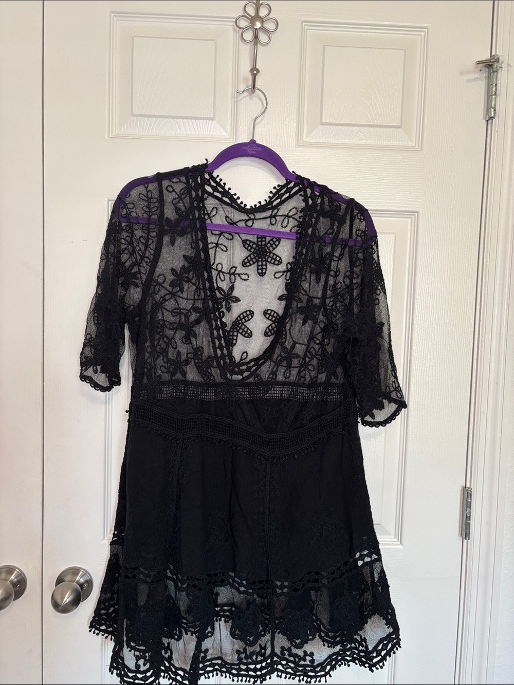 Black Lace V-Neck Women’s Coverup